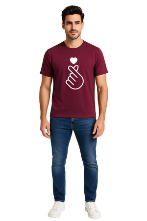 Playera Caballero MC / CORAZON COREANO  CARMIN