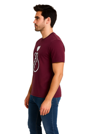 Playera Caballero MC / CORAZON COREANO  CARMIN