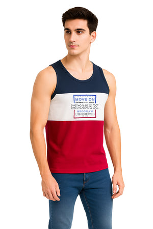 Tank Top Caballero /  TRICOLOR MARINO/BLANCO