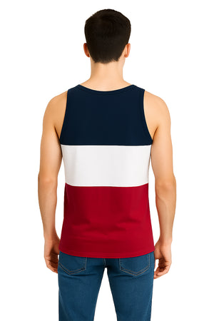 Tank Top Caballero /  TRICOLOR MARINO/BLANCO