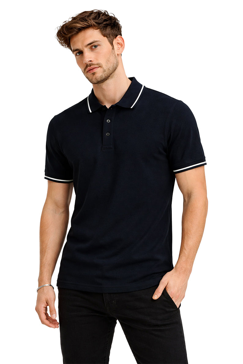 Playera Polo Tejidos puños y cuellos Negro