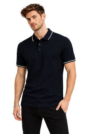 Playera Polo Tejidos puños y cuellos Negro