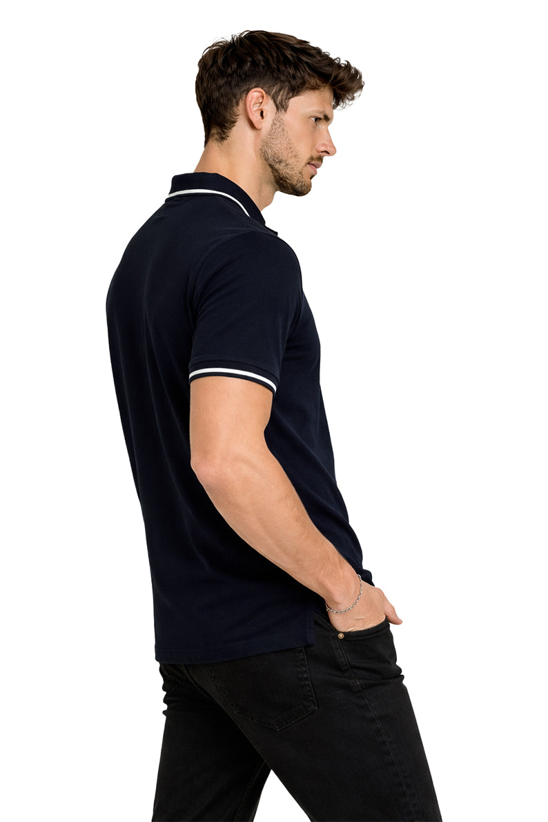 Playera Polo Tejidos puños y cuellos Negro