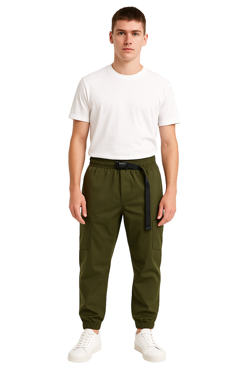 Jogger Caballero Cargo  / CORTE INCLINADO OLIVO