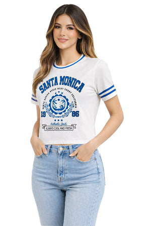 Playera Dama MC / SANTA MONICA  BLANCO