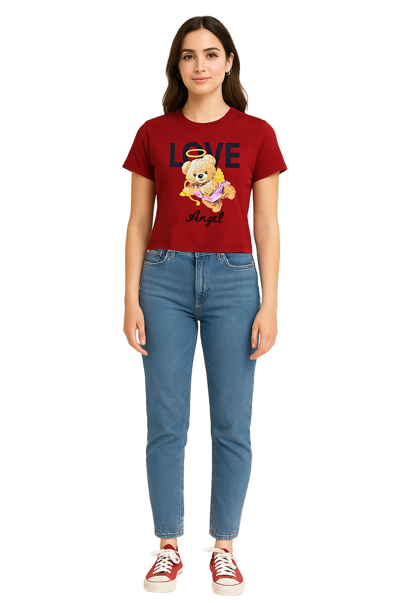 Playera Dama MC / LOVE ANGEL ROSA