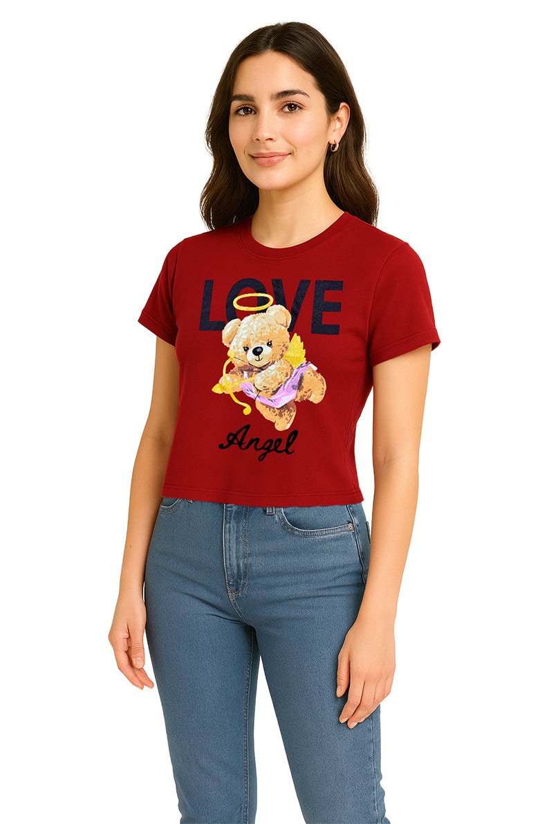 Playera Dama MC / LOVE ANGEL ROSA