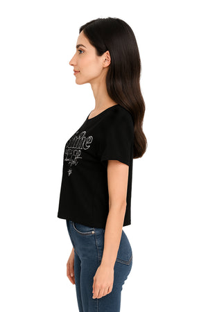 Playera Dama MC / SHINE  NEGRO