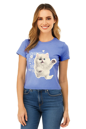 Playera Meow Azul