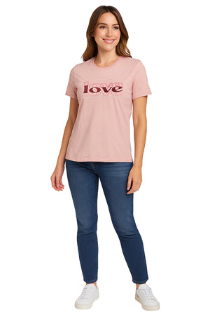 Playera Dama MC / LOVE  CORAL/ROJO
