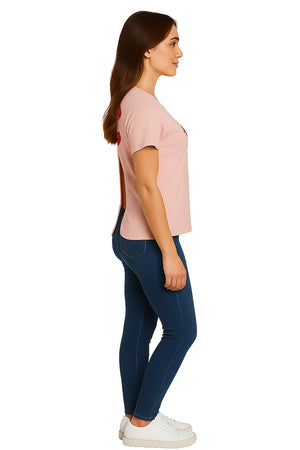 Playera Dama MC / LOVE  CORAL/ROJO