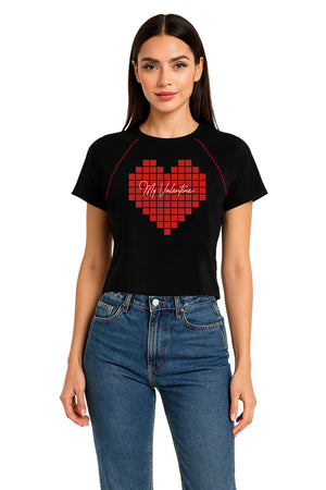 Playera Dama MC / " MY VALENTINE" NEGRO/ROJO