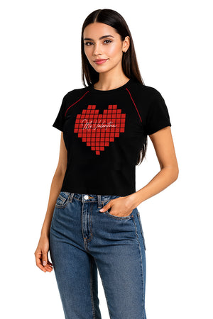 Playera Dama MC / " MY VALENTINE" NEGRO/ROJO