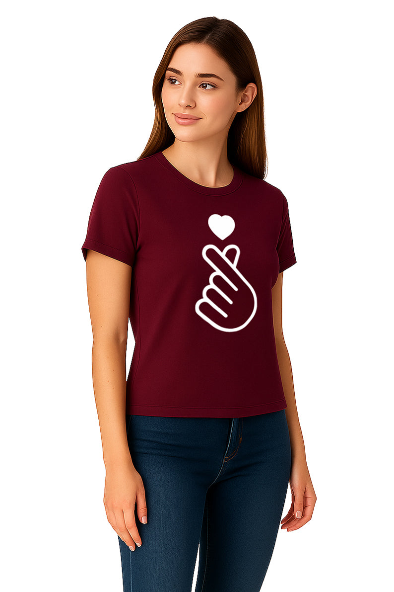 Playera Dama MC / CORAZON COREANO  CARMIN