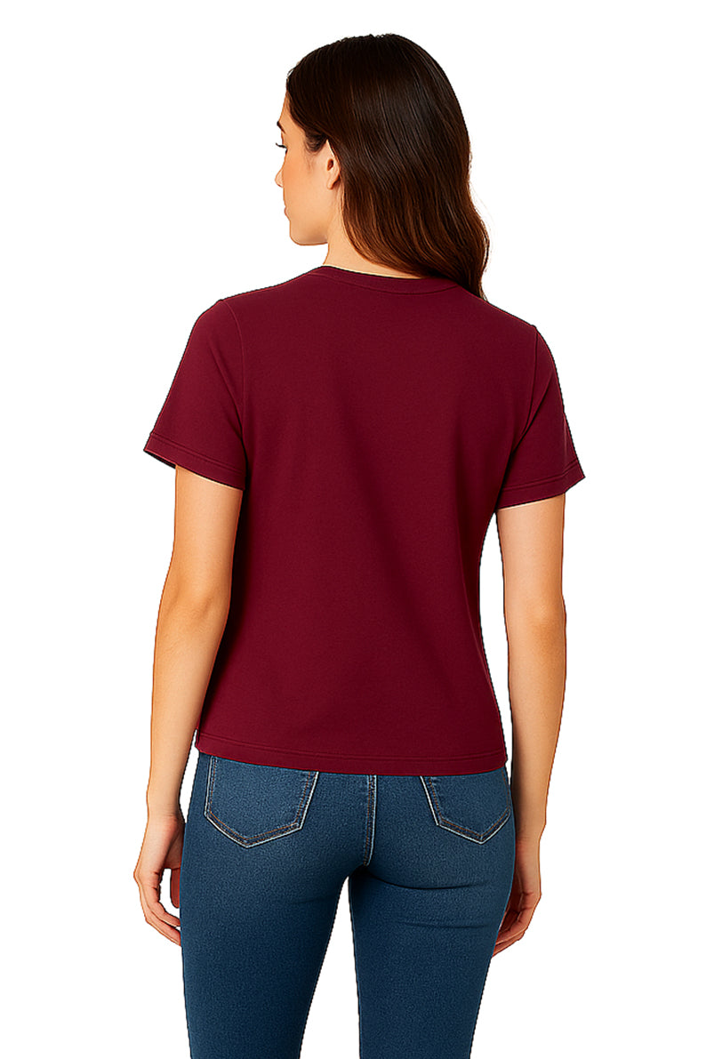 Playera Dama MC / CORAZON COREANO  CARMIN