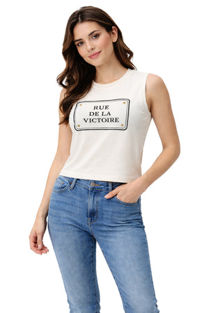 Tank Top Dama / "RUE DE LA VICTORIE" HUESO