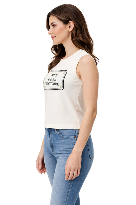 Tank Top Dama / "RUE DE LA VICTORIE" HUESO