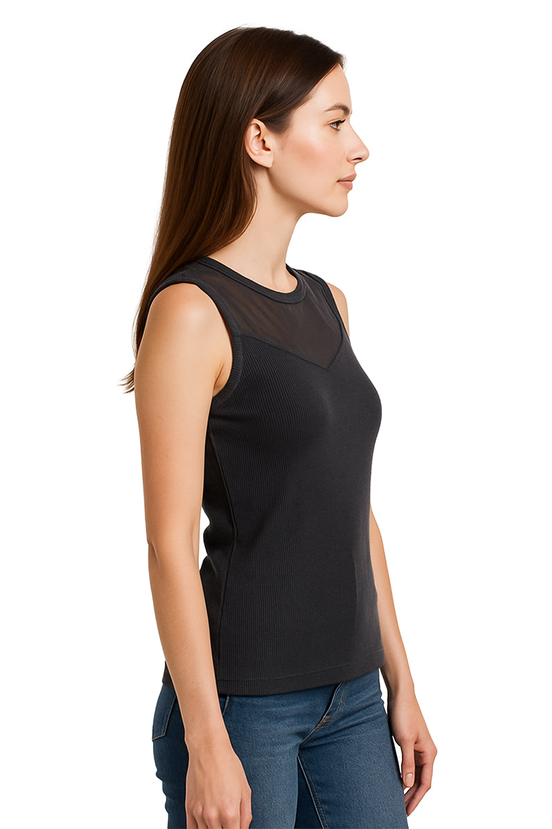 Blusa Dama SM / CORAZON ENCAJE NEG