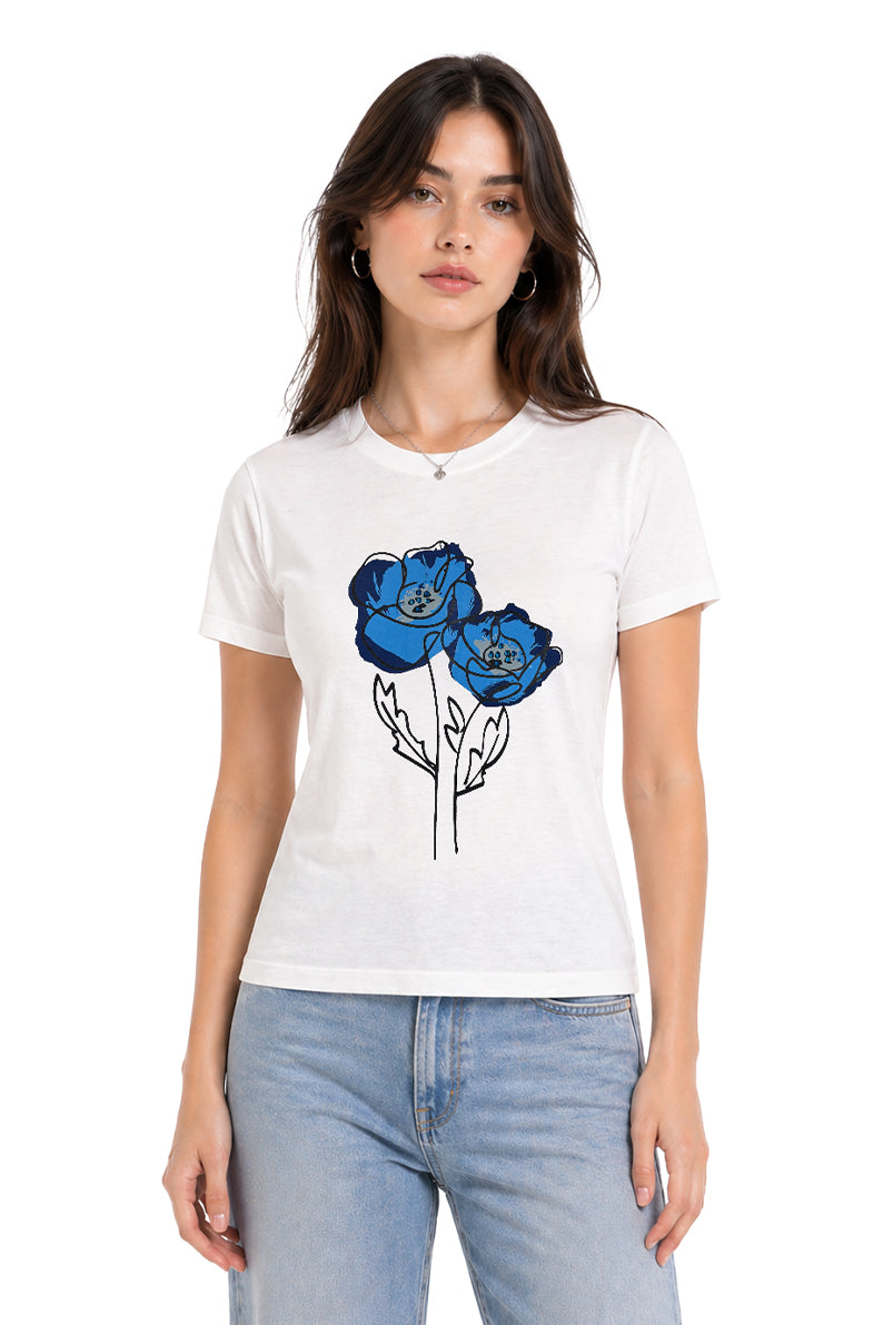 Playera flores piedras
