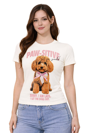 Playera Paw-sitive con moño rosa