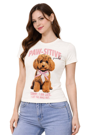 Playera Paw-sitive con moño rosa