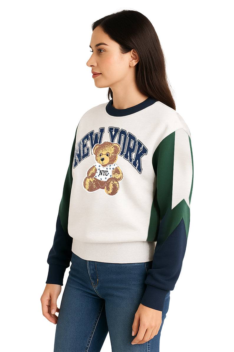 Sudadera Bloques Avena/Verde