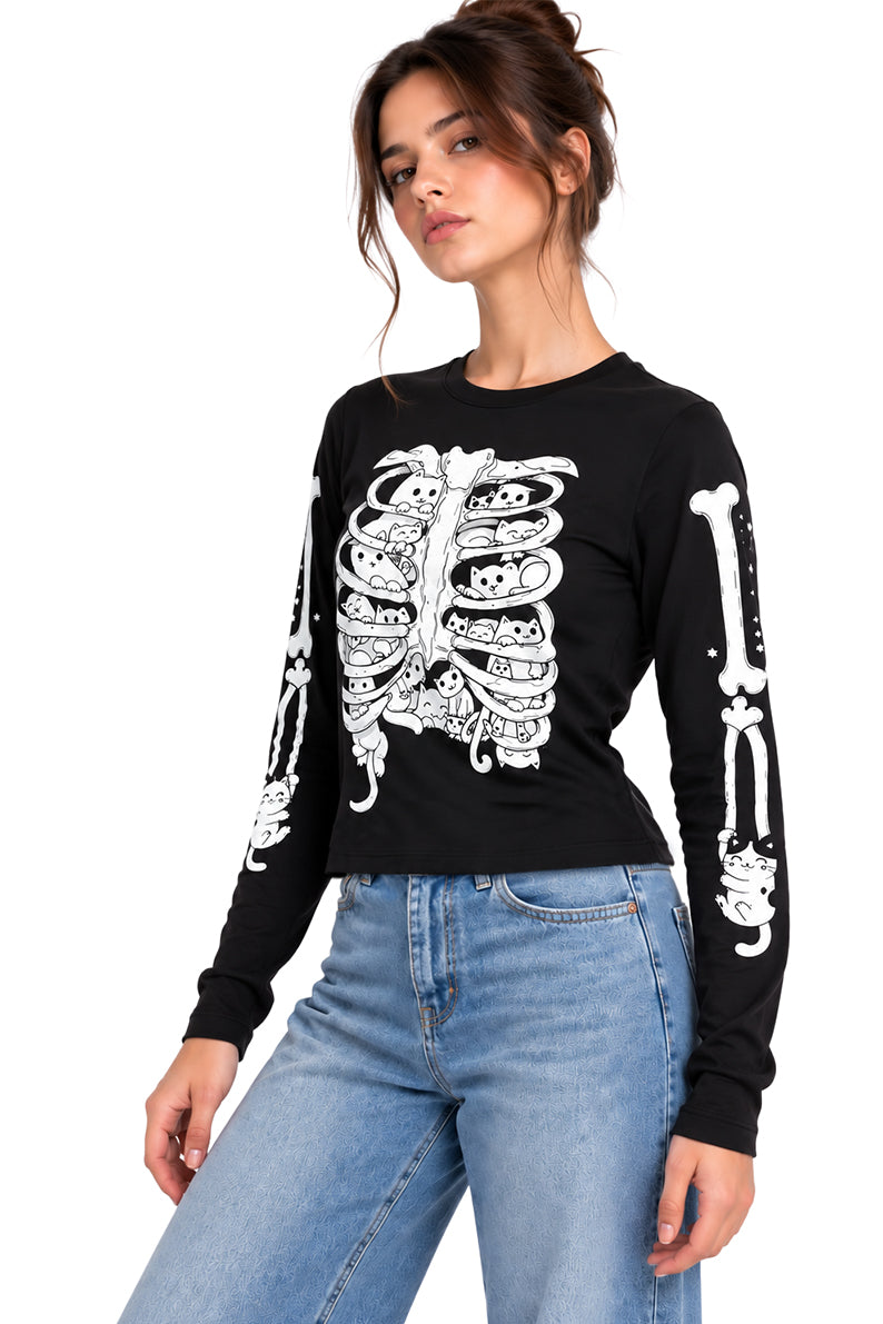 Playera Gatos Hueso