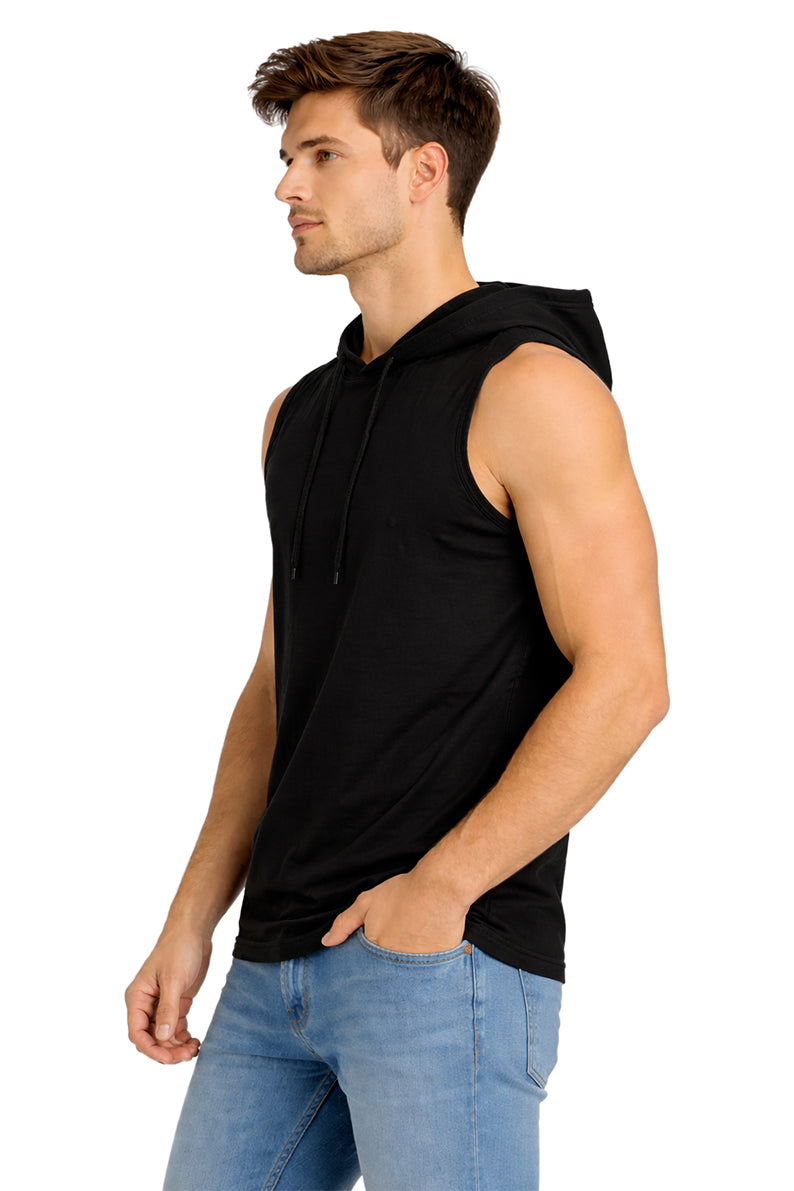 Tank Top Básica Con Capucha Negro