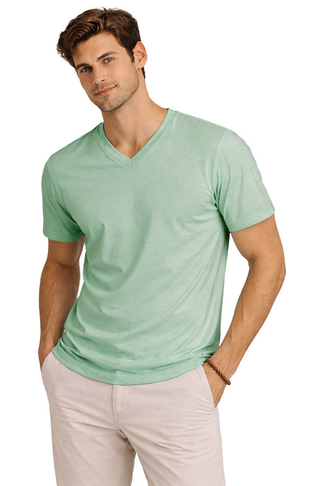 Playera Caballero MC / Basica Cuello "V" Aqua/Cray