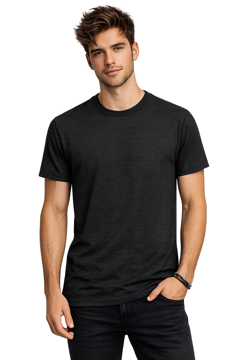 Playera Básica Cuello Redondo Jaspe-negro