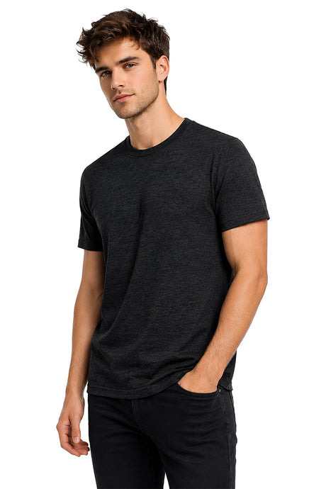 Playera Básica Cuello Redondo Jaspe-negro