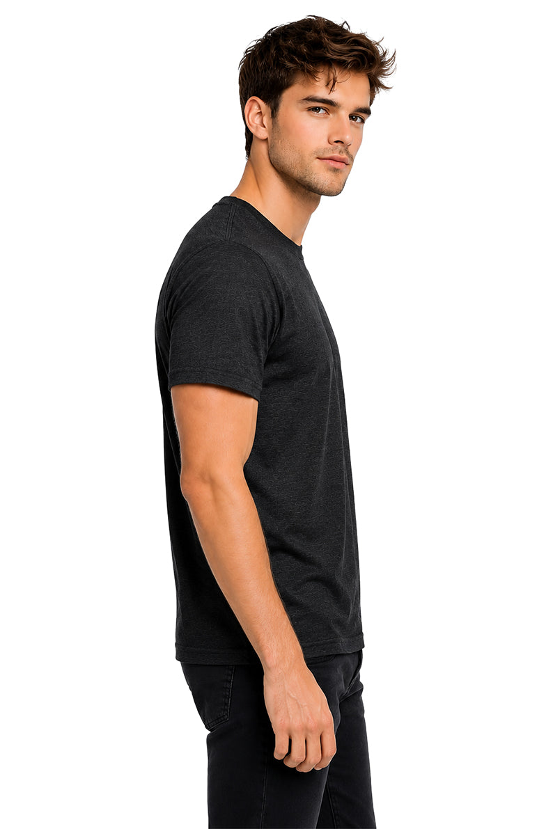 Playera Básica Cuello Redondo Jaspe-negro