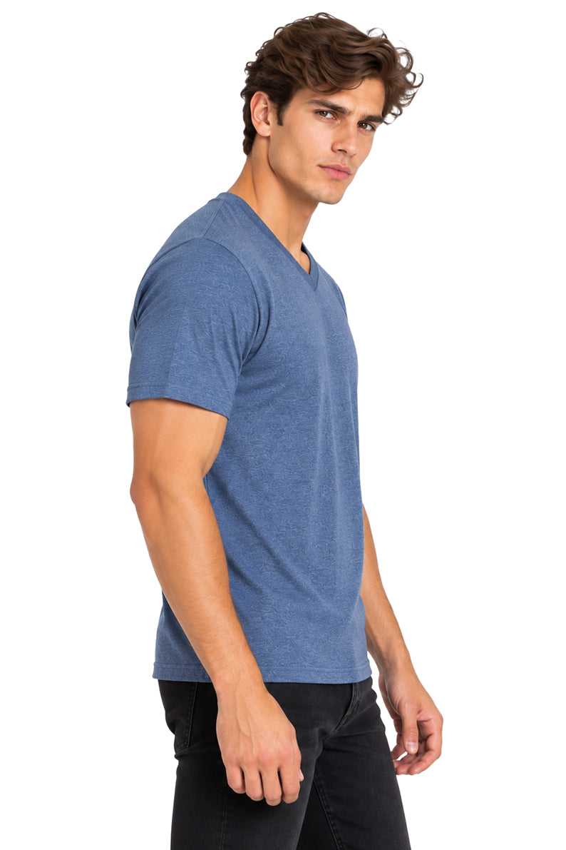 Playera básica cuello V Azul