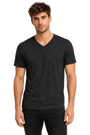 Playera básica Cuello V Jaspe-Negro
