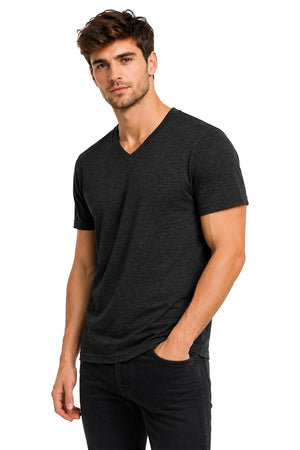 Playera básica Cuello V Jaspe-Negro