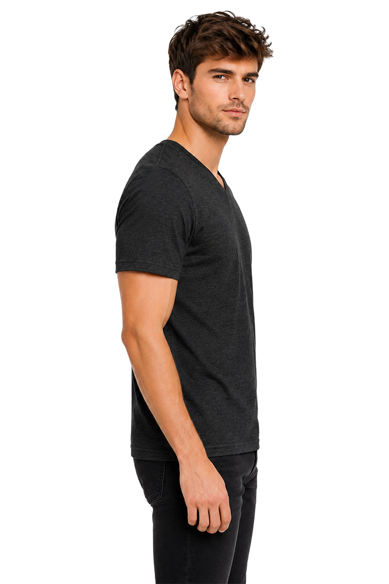 Playera básica Cuello V Jaspe-Negro