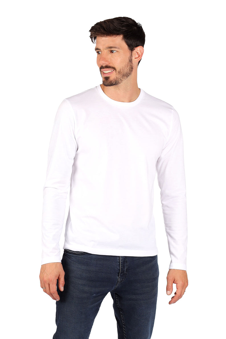 Playera Caballero ML / Cuello rojo BLANCO (8816904863967)