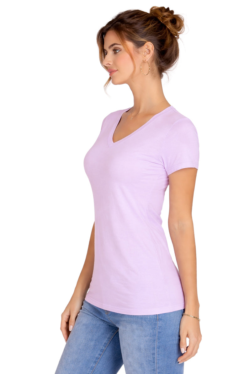 Playera Dama Básica Cuello V Chifon  Lilac/Keepsake