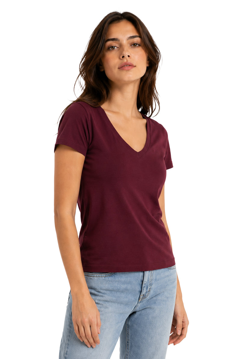 Playera Básica Cuello V Tawny