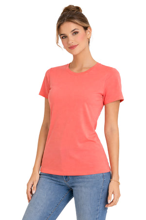 Playera Básica Cuello Redondo Living/Coral
