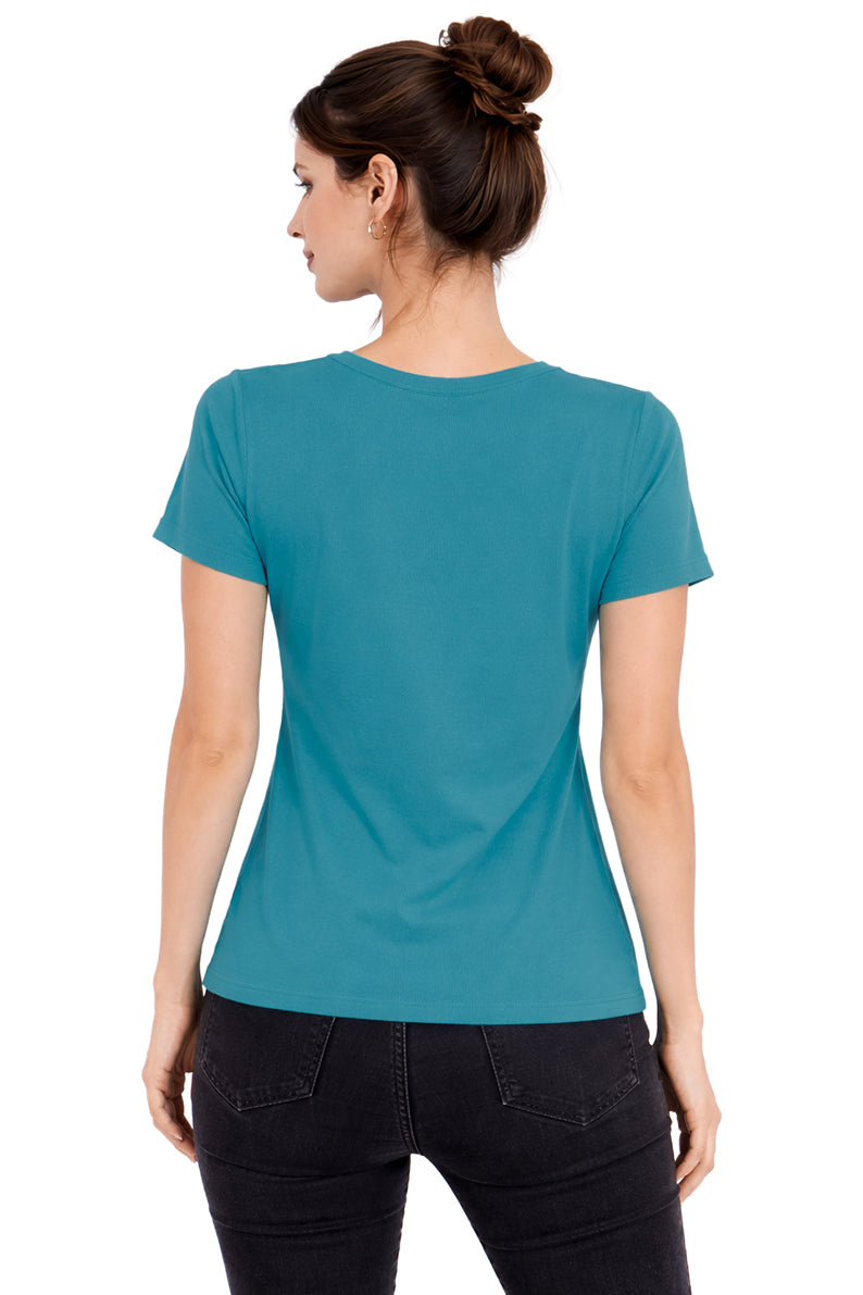 Playera Básica Cuello "V" Viridian/Green