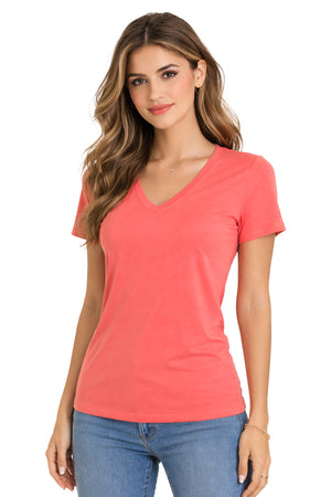 Playera Básica Cuello V Living/Coral