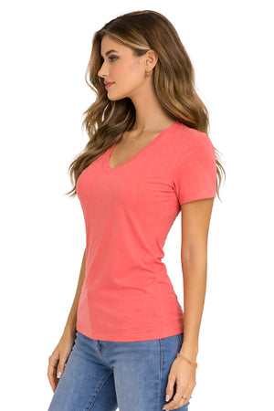 Playera Básica Cuello V Living/Coral