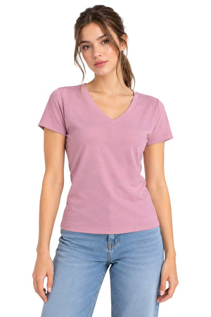 Playera básica cuello V Mauve