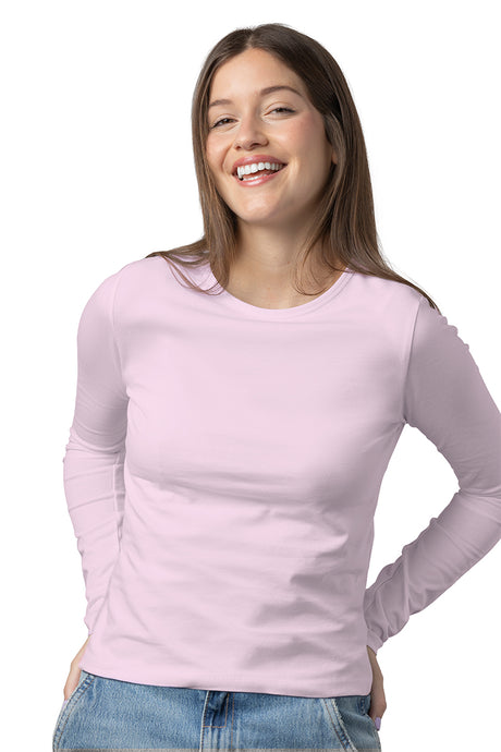 PLAYERA DAMA ML / CUELLO REDONDO LICRA ZARA/ROSA (9004778258655)