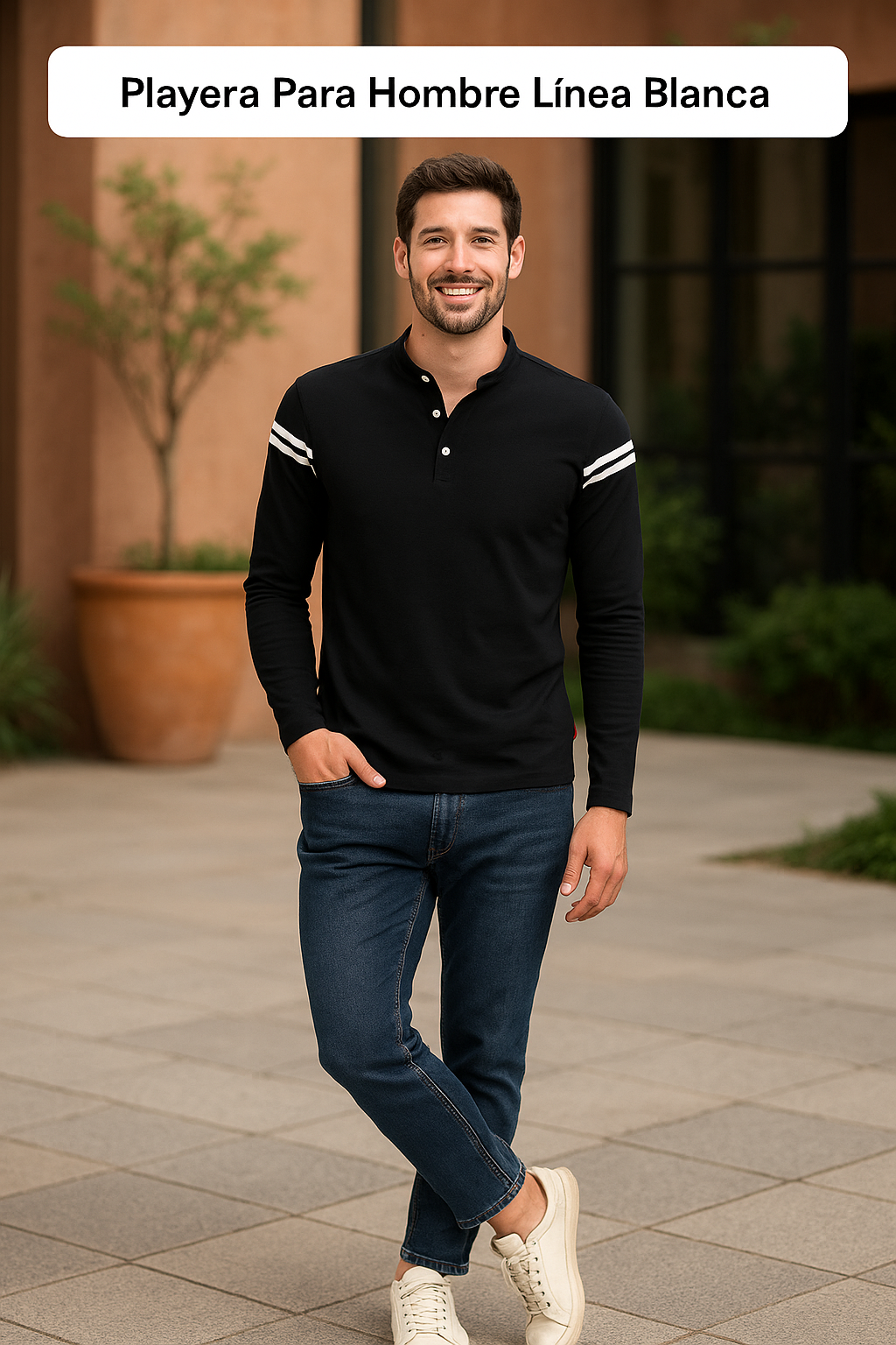Playera Para Hombre Línea Blanca (6747755675830)