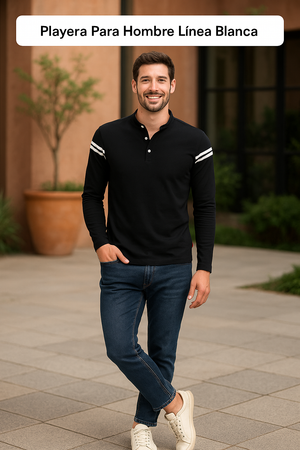 Playera Para Hombre Línea Blanca (6747755675830)