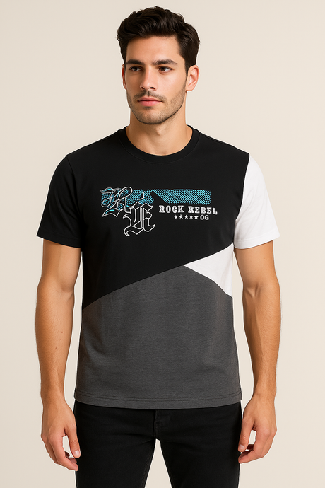 Playera Caballero MC / REBEL NEGRO/OXFORD (8969316466911)