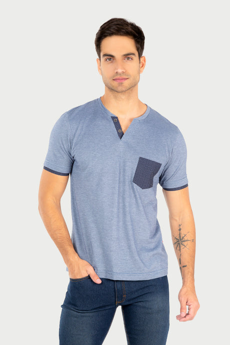 Playera Caballero MC/ HENLEY TABULEJO (7067310620854)