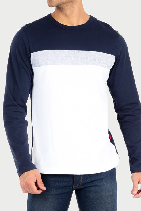 Playera Caballero ML / BLOQUE AZUL (7067142946998)